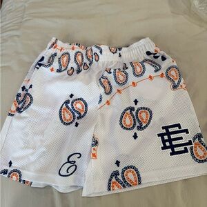 Eric Emanuel White and Orange Athletic Shorts